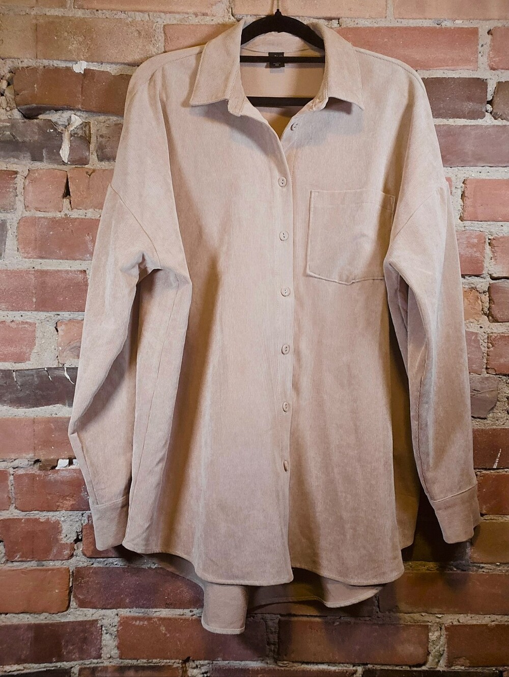Icône Tan/Beige Stretch Corduroy Shirt/Shacket — Size S (oversized)